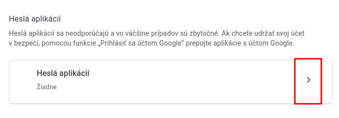 Google konto, Heslá aplikácii