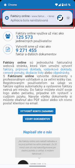 Faktúry online inštalácia aplikácie krok 4